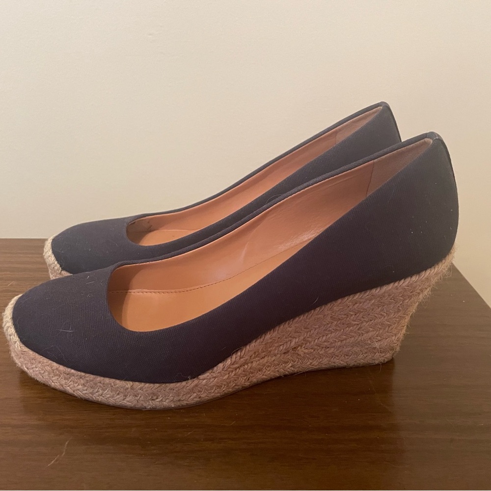 J. Crew Factory Navy Jute Canvas Espadrille Heels 8.5